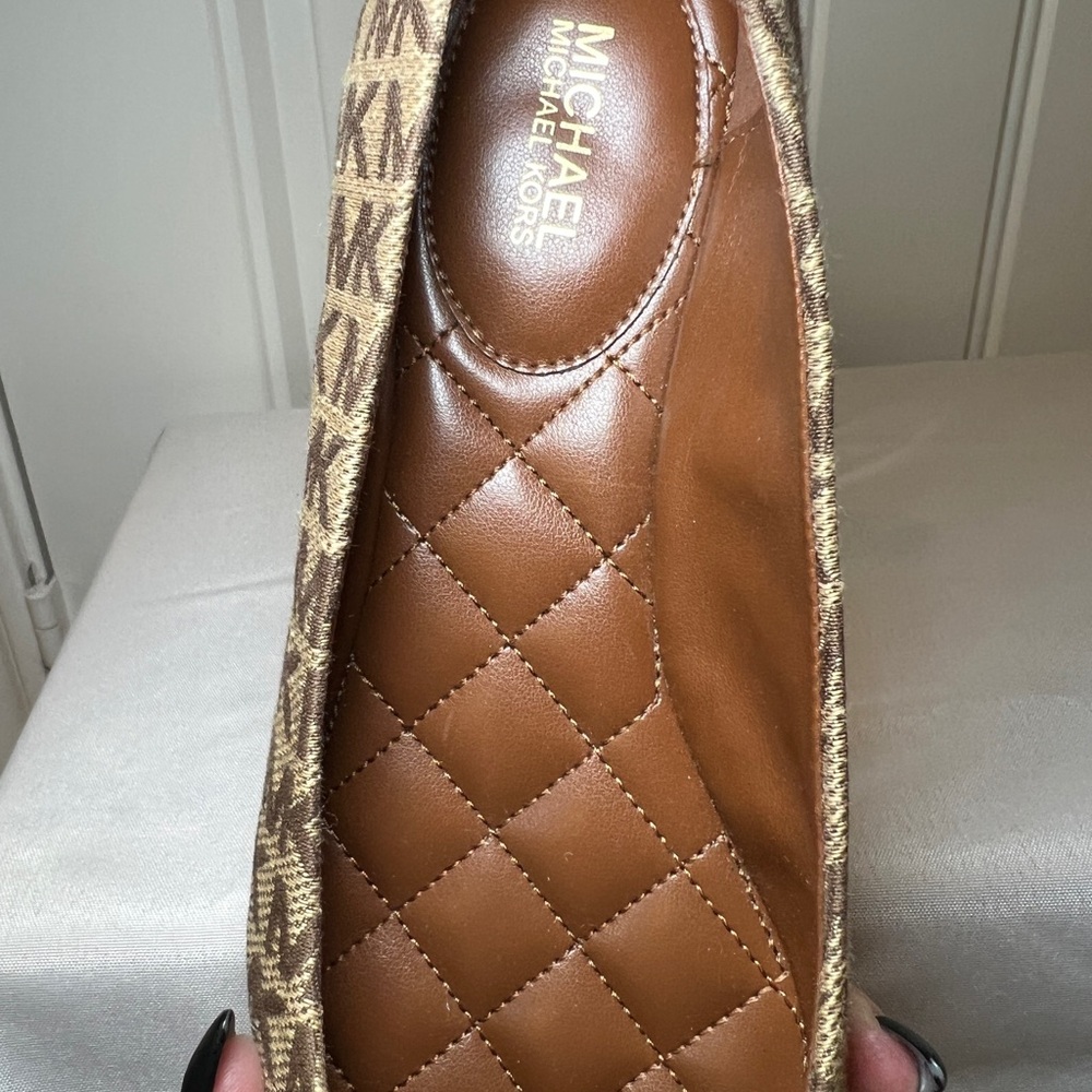 Michael Kors Women’s Brown and Tan MK Logo Ballet Flats Bow Size 8.5‎ - Picture 9 of 12
